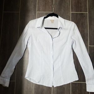 Light blue, pinstriped button down shirt